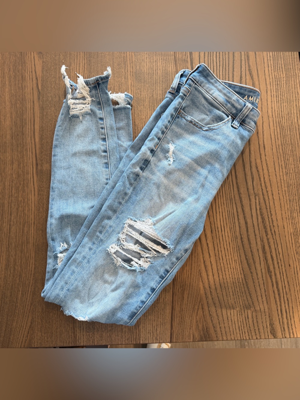 American Eagle Outfitters Light Blue Ripped Skinny Jeans